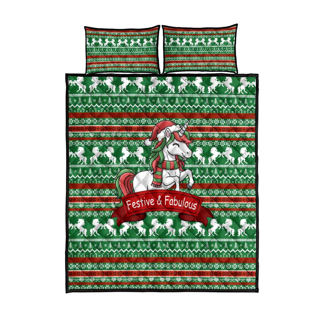Unicorn Festive Fabulous Christmas Quilt Bed Set Xmas Holiday Patterns - Wonder Print Shop