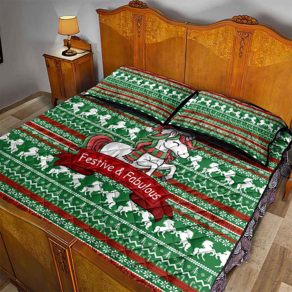 Unicorn Festive Fabulous Christmas Quilt Bed Set Xmas Holiday Patterns - Wonder Print Shop