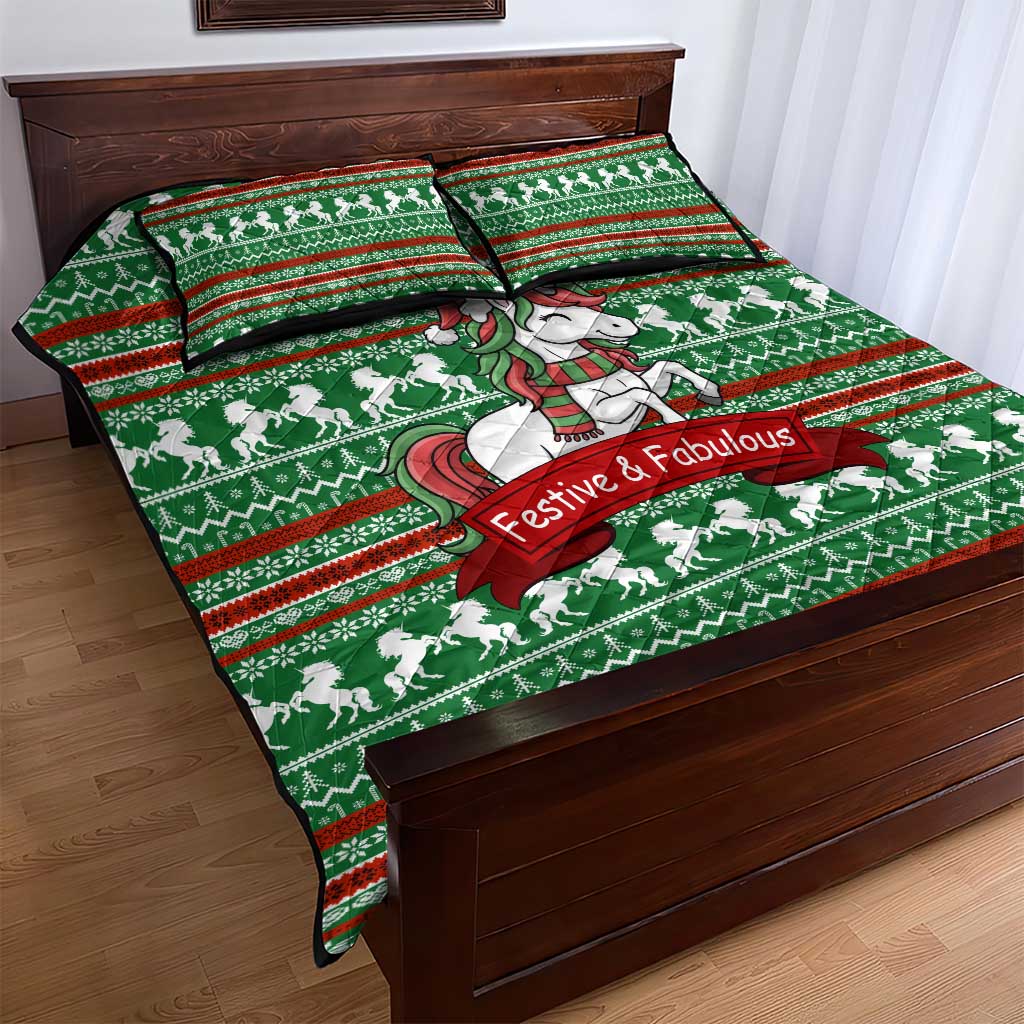 Unicorn Festive Fabulous Christmas Quilt Bed Set Xmas Holiday Patterns - Wonder Print Shop
