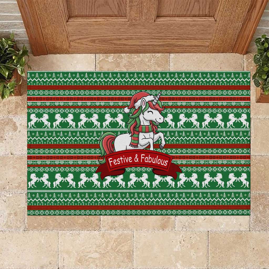 Unicorn Festive Fabulous Christmas Rubber Doormat Xmas Holiday Patterns - Wonder Print Shop