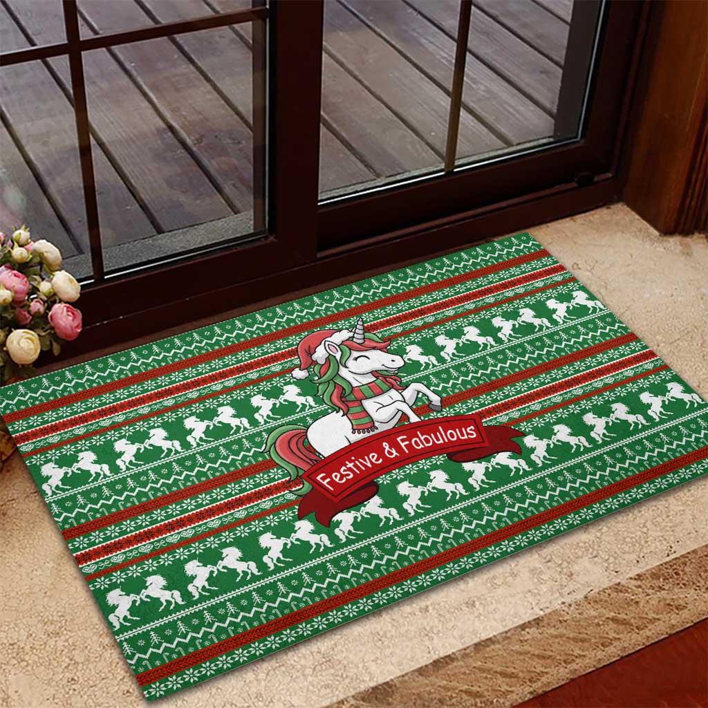Unicorn Festive Fabulous Christmas Rubber Doormat Xmas Holiday Patterns - Wonder Print Shop