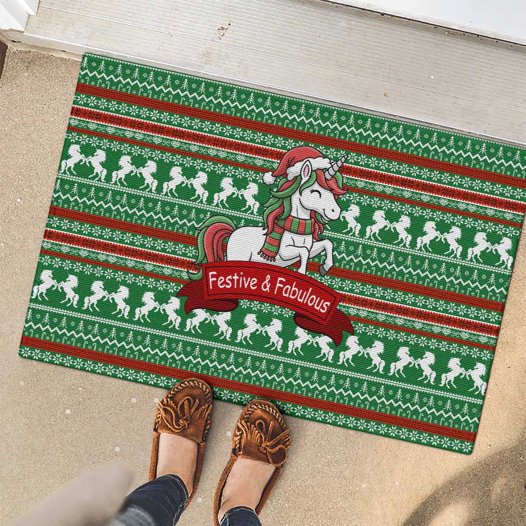 Unicorn Festive Fabulous Christmas Rubber Doormat Xmas Holiday Patterns - Wonder Print Shop