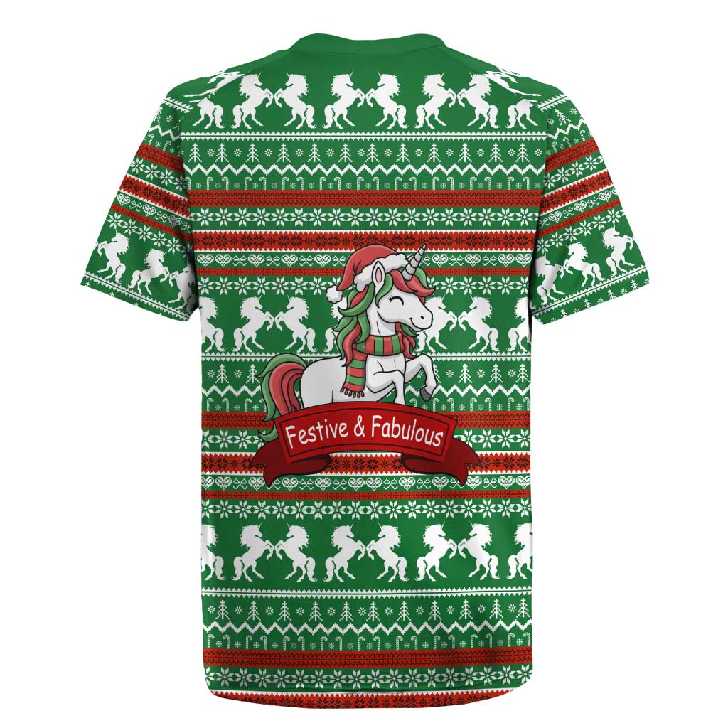Unicorn Festive Fabulous Christmas Rugby Jersey Xmas Holiday Patterns - Wonder Print Shop