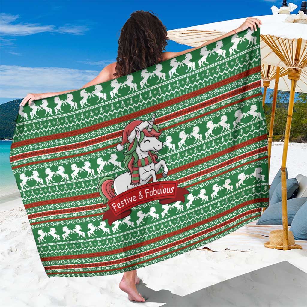 Unicorn Festive Fabulous Christmas Sarong Xmas Holiday Patterns - Wonder Print Shop