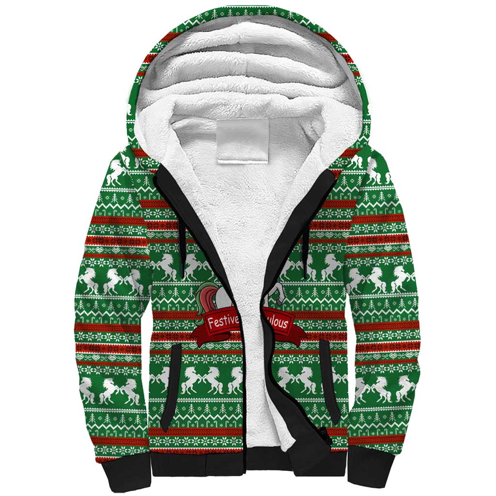 Unicorn Festive Fabulous Christmas Sherpa Hoodie Xmas Holiday Patterns - Wonder Print Shop
