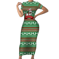 Unicorn Festive Fabulous Christmas Short Sleeve Bodycon Dress Xmas Holiday Patterns - Wonder Print Shop