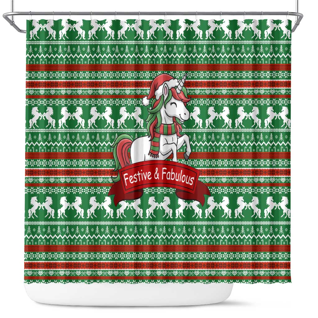 Unicorn Festive Fabulous Christmas Shower Curtain Xmas Holiday Patterns - Wonder Print Shop