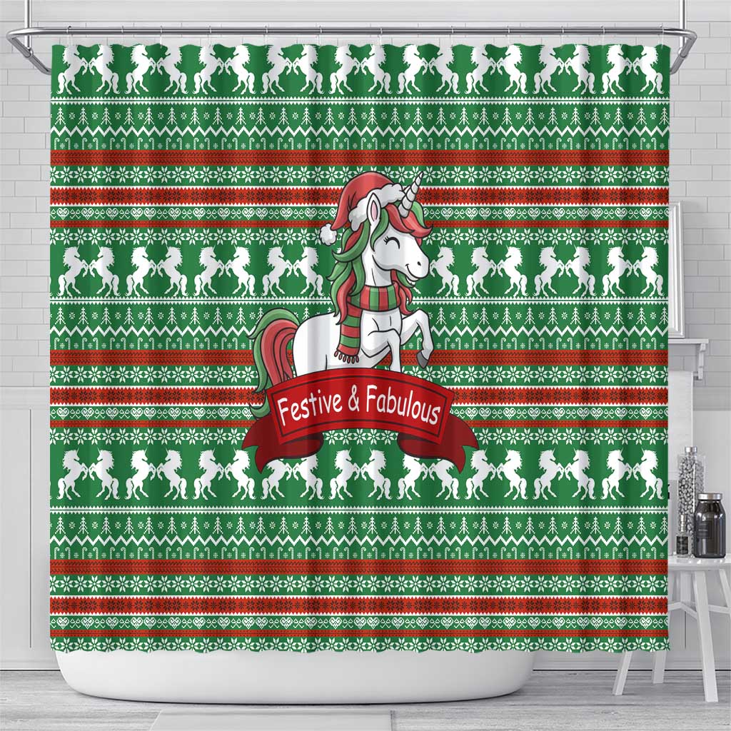 Unicorn Festive Fabulous Christmas Shower Curtain Xmas Holiday Patterns - Wonder Print Shop