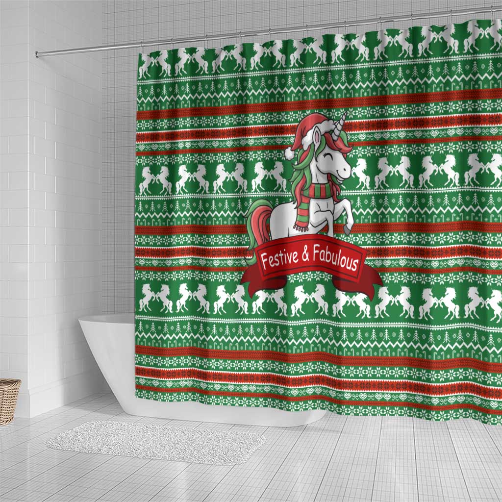 Unicorn Festive Fabulous Christmas Shower Curtain Xmas Holiday Patterns - Wonder Print Shop