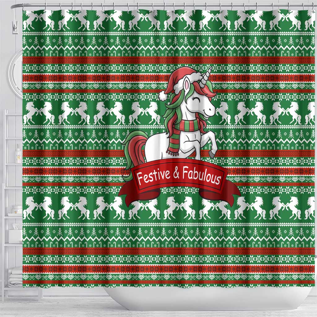 Unicorn Festive Fabulous Christmas Shower Curtain Xmas Holiday Patterns - Wonder Print Shop