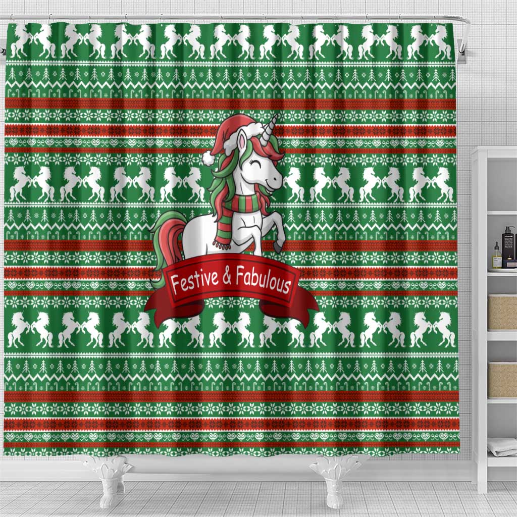 Unicorn Festive Fabulous Christmas Shower Curtain Xmas Holiday Patterns - Wonder Print Shop