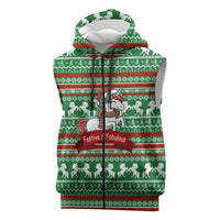 Unicorn Festive Fabulous Christmas Sleeveless Zip Hoodie Xmas Holiday Patterns - Wonder Print Shop