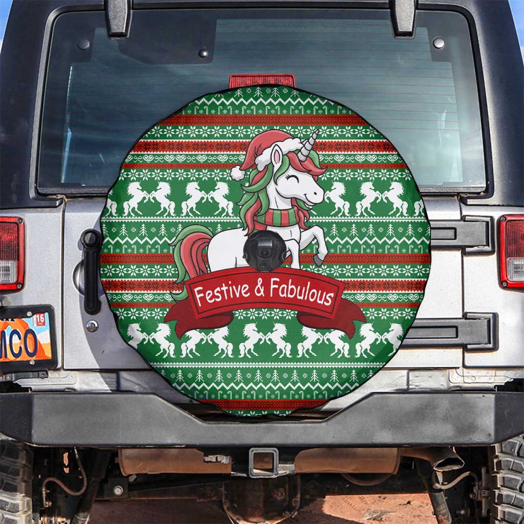 Unicorn Festive Fabulous Christmas Spare Tire Cover Xmas Holiday Patterns - Wonder Print Shop