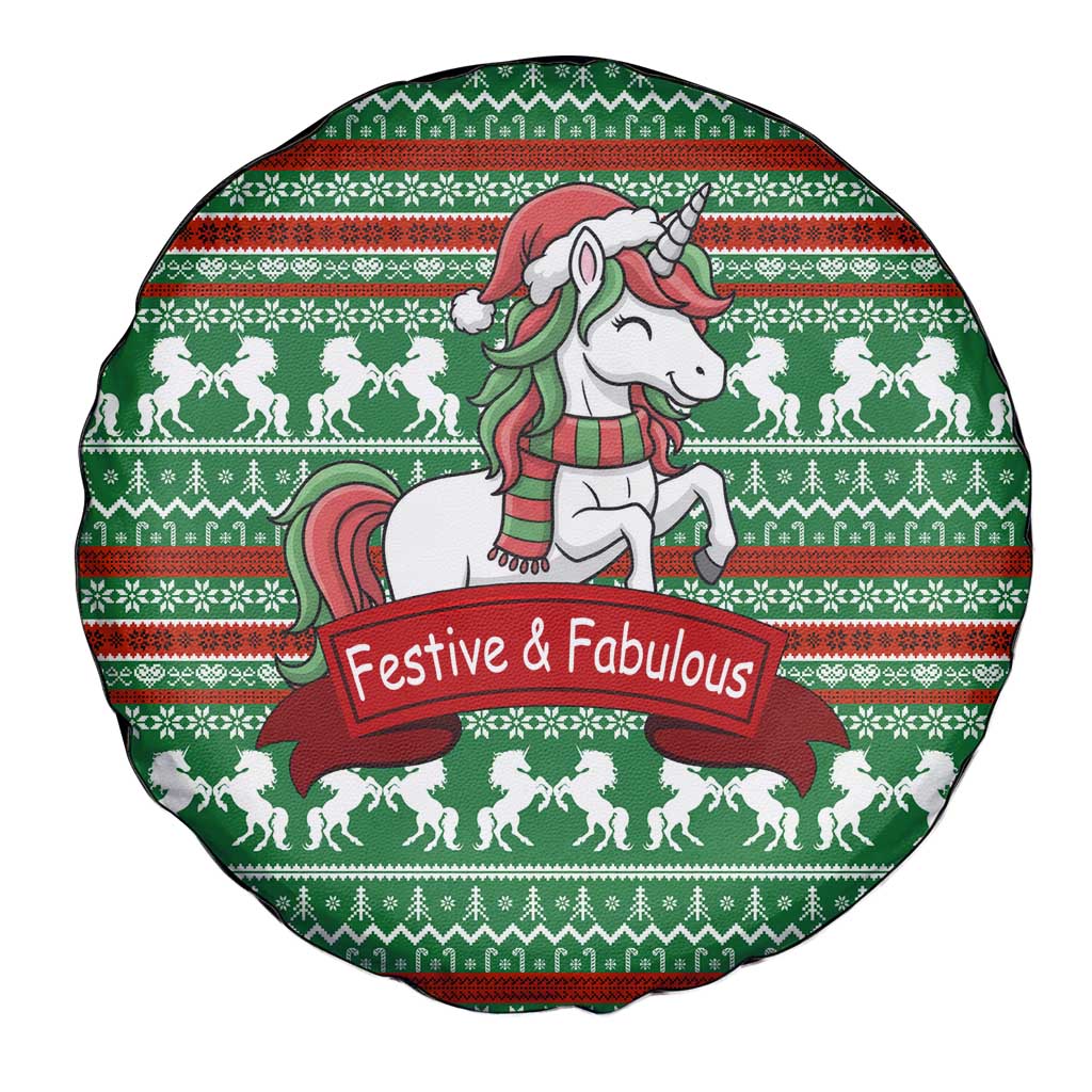 Unicorn Festive Fabulous Christmas Spare Tire Cover Xmas Holiday Patterns - Wonder Print Shop