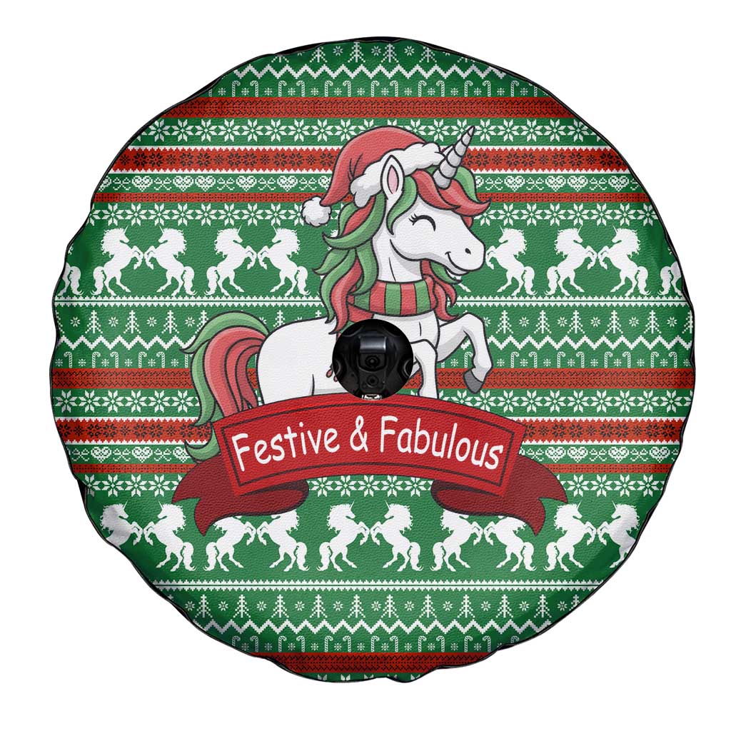 Unicorn Festive Fabulous Christmas Spare Tire Cover Xmas Holiday Patterns - Wonder Print Shop