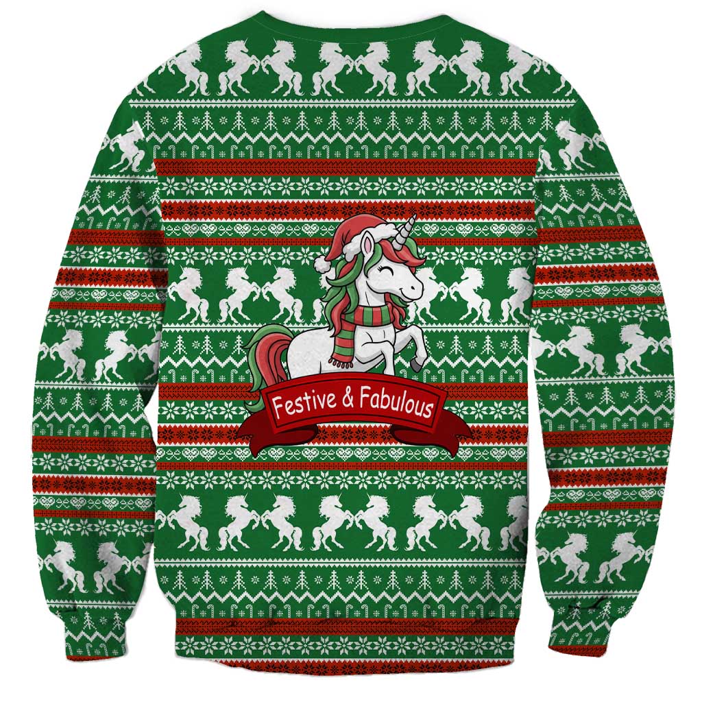 Unicorn Festive Fabulous Christmas Sweatshirt Xmas Holiday Patterns - Wonder Print Shop
