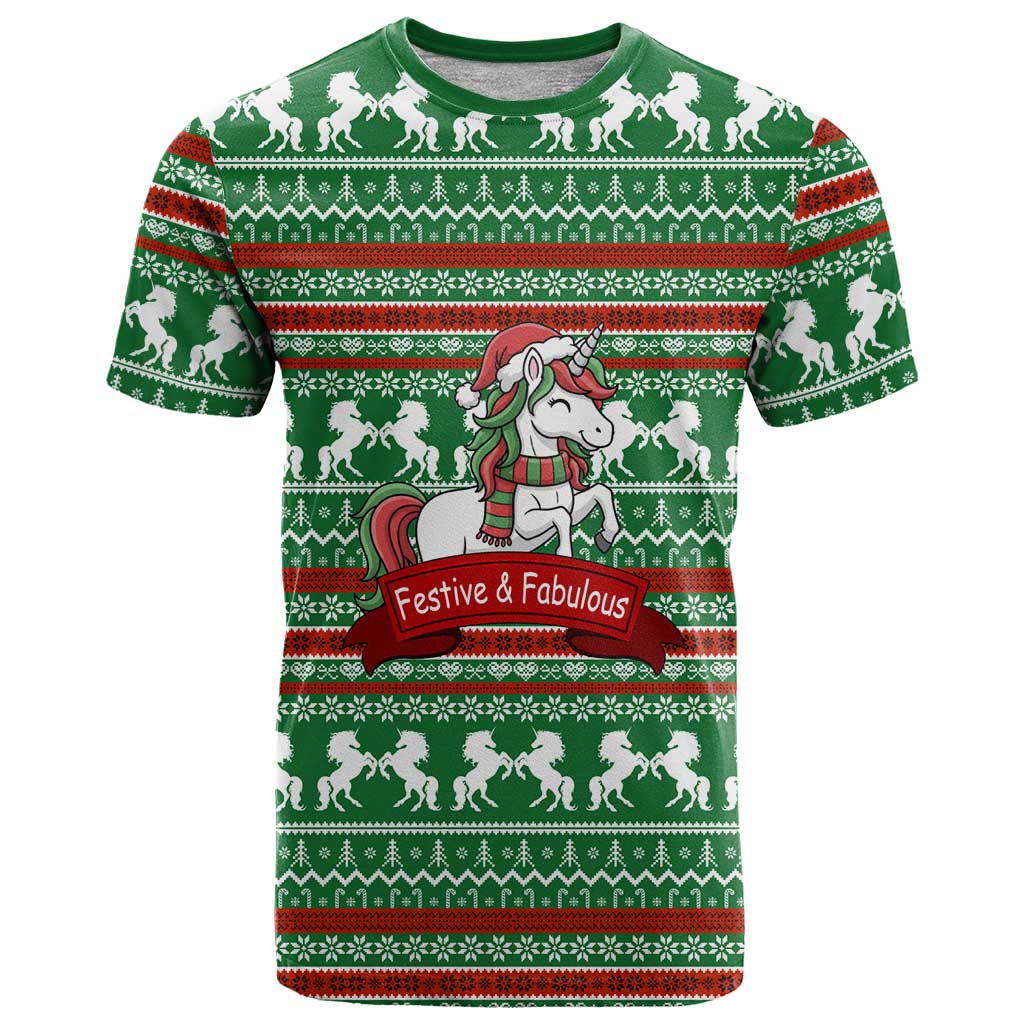 Unicorn Festive Fabulous Christmas T Shirt Xmas Holiday Patterns - Wonder Print Shop