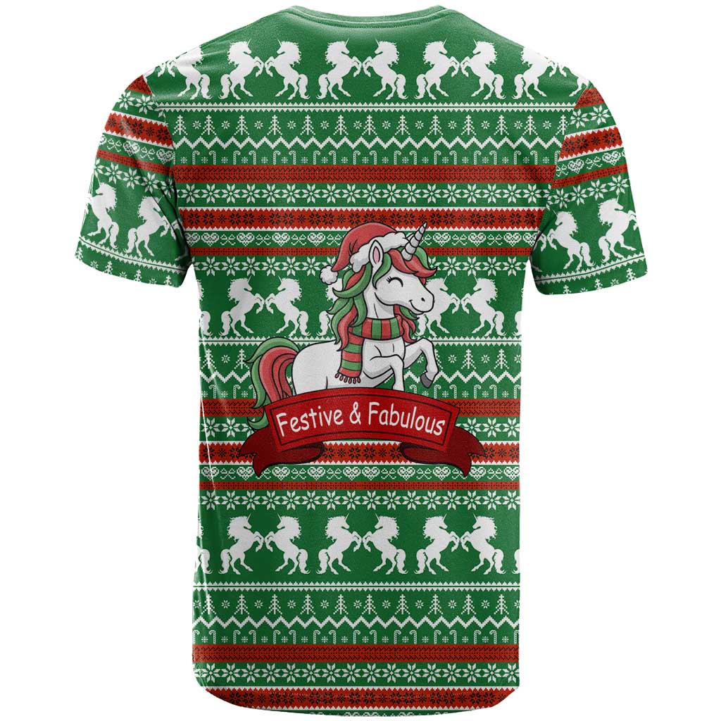 Unicorn Festive Fabulous Christmas T Shirt Xmas Holiday Patterns - Wonder Print Shop