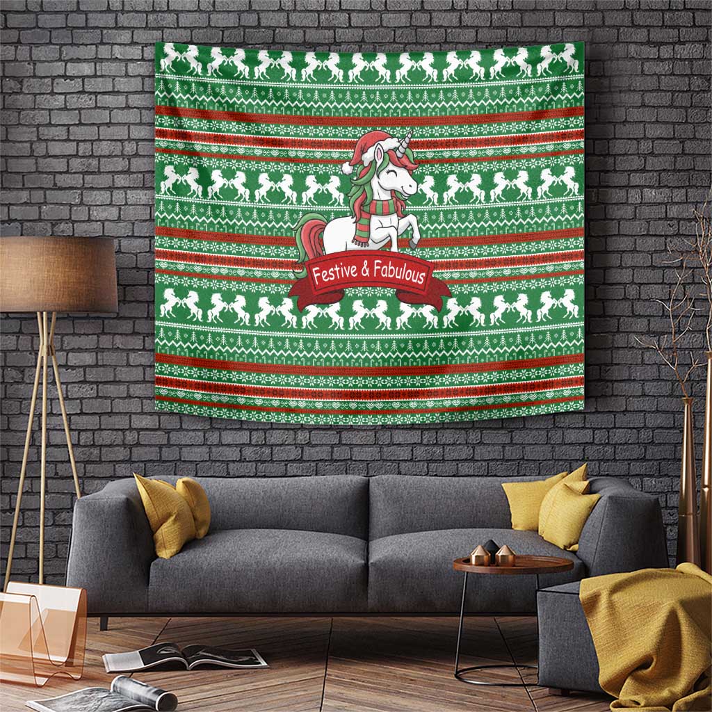 Unicorn Festive Fabulous Christmas Tapestry Xmas Holiday Patterns - Wonder Print Shop