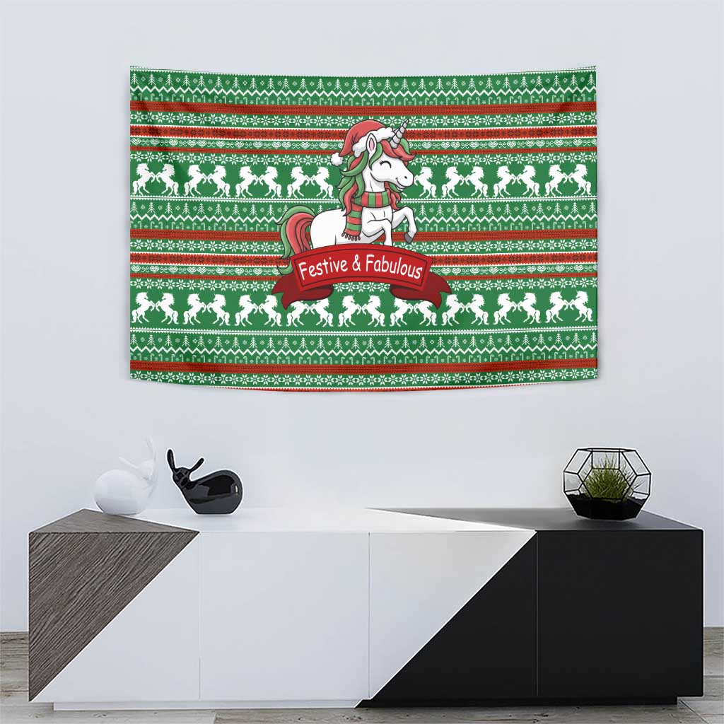 Unicorn Festive Fabulous Christmas Tapestry Xmas Holiday Patterns - Wonder Print Shop
