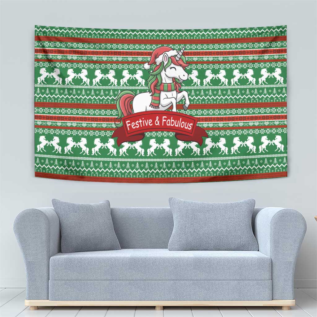 Unicorn Festive Fabulous Christmas Tapestry Xmas Holiday Patterns - Wonder Print Shop