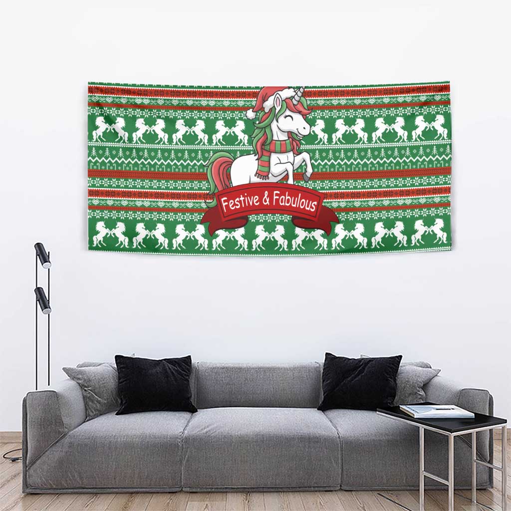 Unicorn Festive Fabulous Christmas Tapestry Xmas Holiday Patterns - Wonder Print Shop