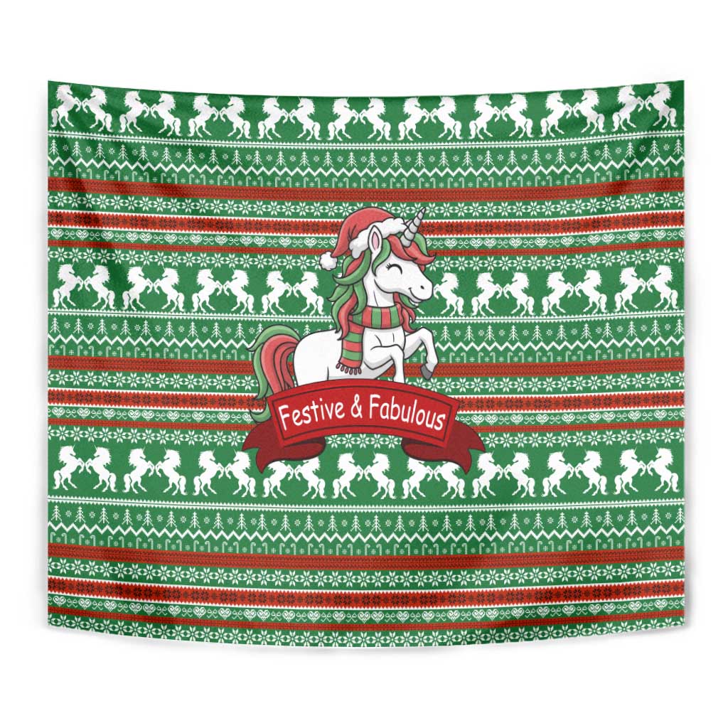 Unicorn Festive Fabulous Christmas Tapestry Xmas Holiday Patterns - Wonder Print Shop