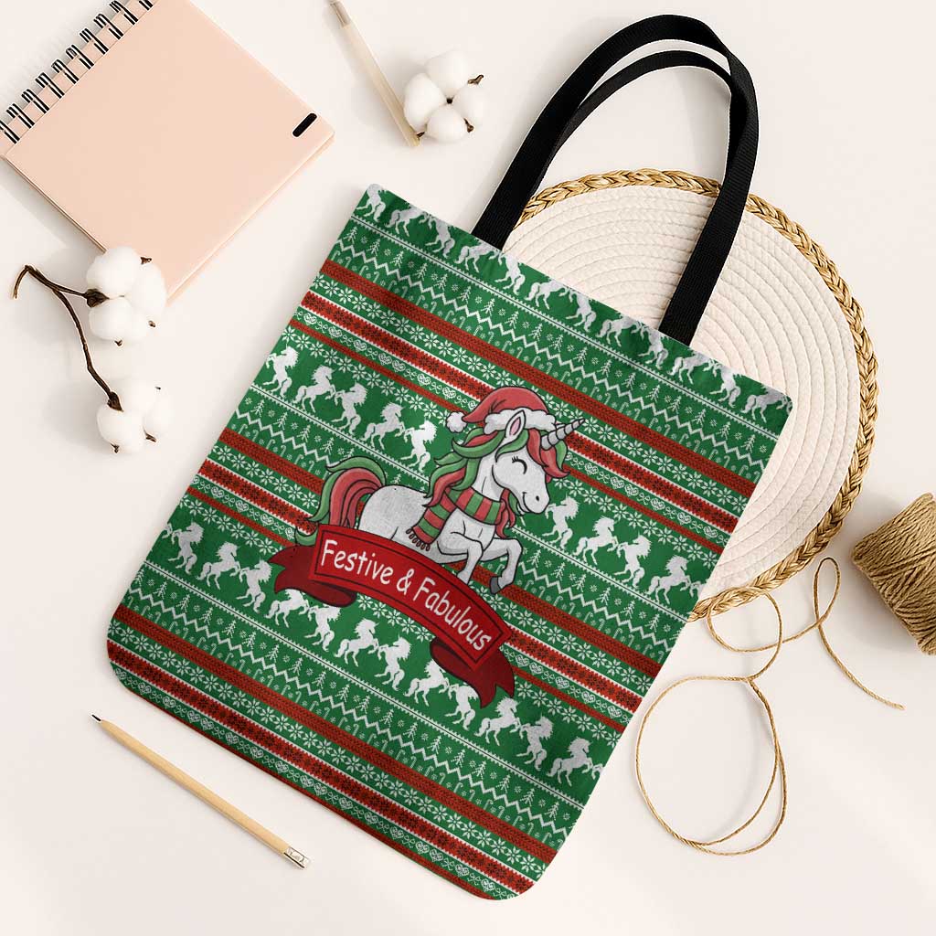 Unicorn Festive Fabulous Christmas Tote Bag Xmas Holiday Patterns - Wonder Print Shop
