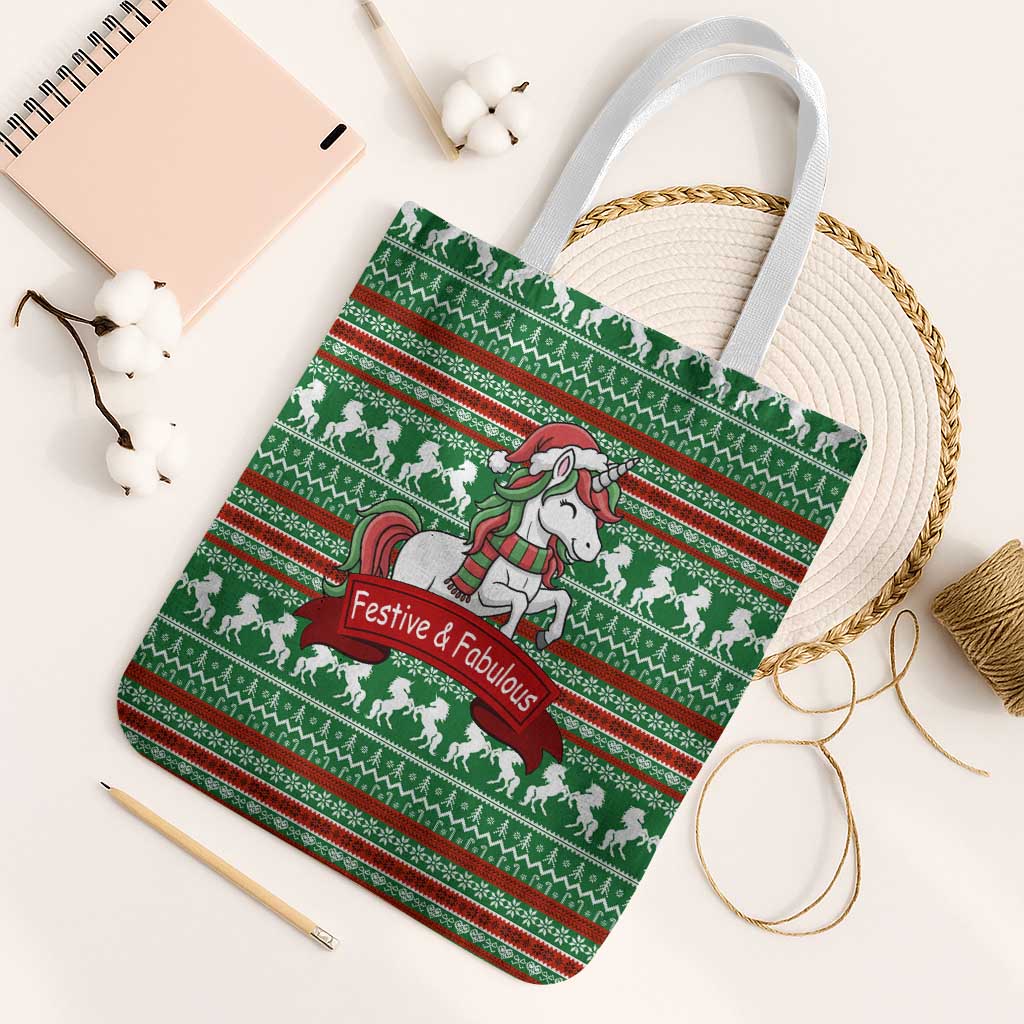 Unicorn Festive Fabulous Christmas Tote Bag Xmas Holiday Patterns - Wonder Print Shop