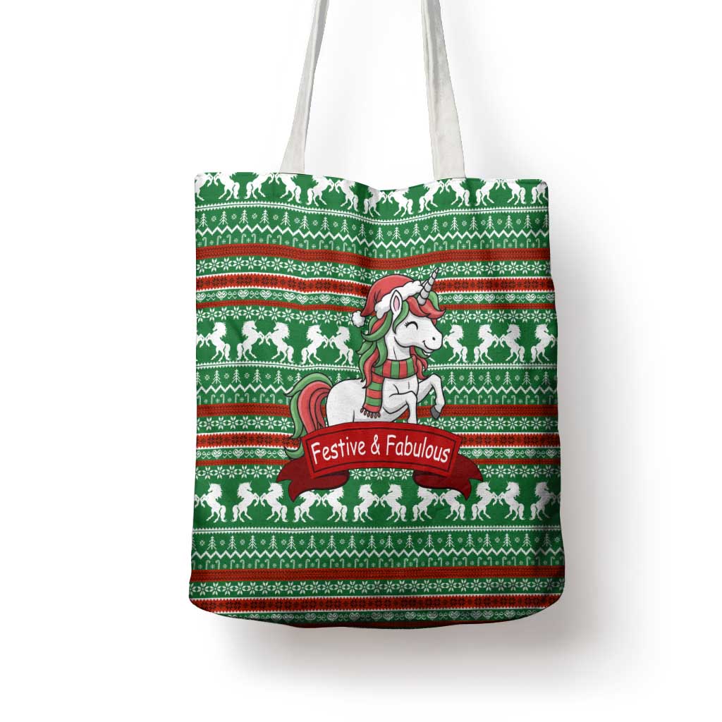 Unicorn Festive Fabulous Christmas Tote Bag Xmas Holiday Patterns - Wonder Print Shop
