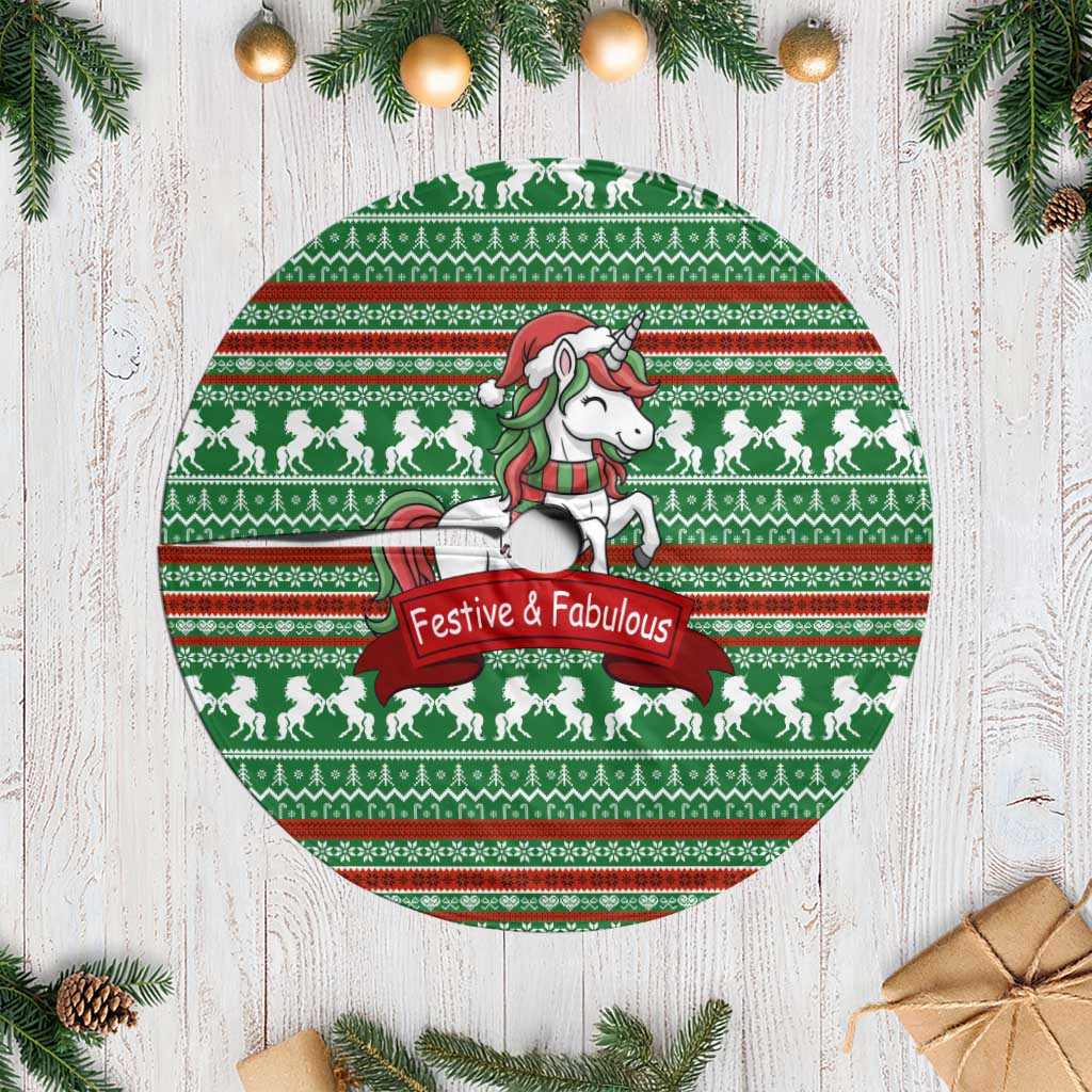 Unicorn Festive Fabulous Christmas Tree Skirt Xmas Holiday Patterns - Wonder Print Shop