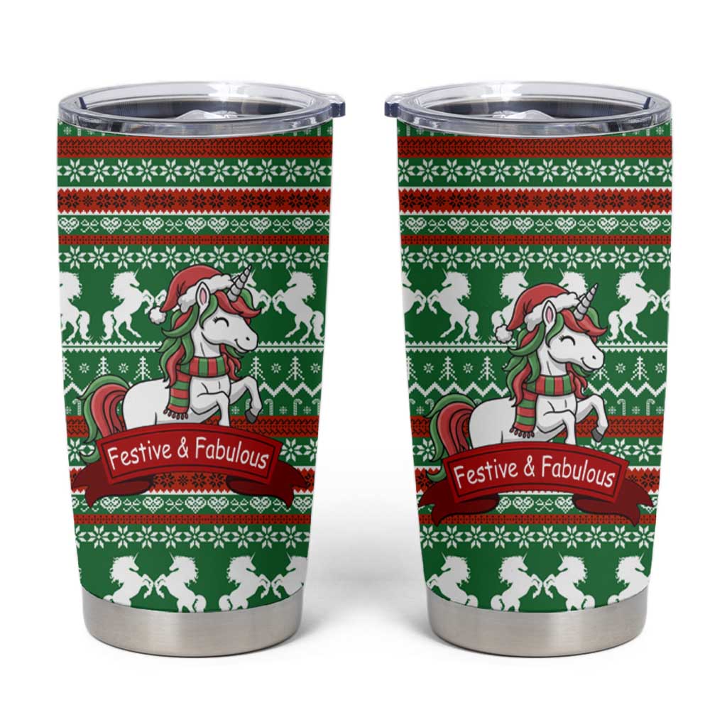 Unicorn Festive Fabulous Christmas Tumbler Cup Xmas Holiday Patterns - Wonder Print Shop
