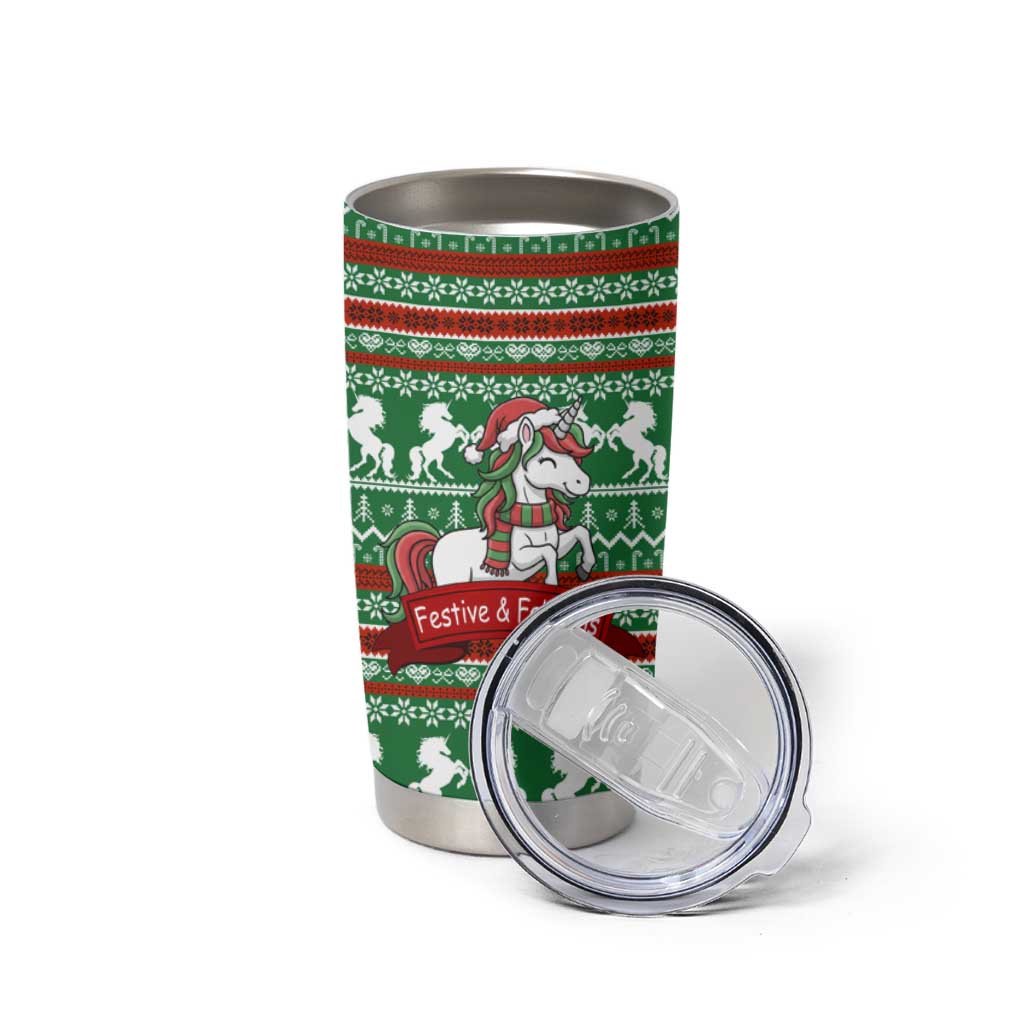 Unicorn Festive Fabulous Christmas Tumbler Cup Xmas Holiday Patterns - Wonder Print Shop