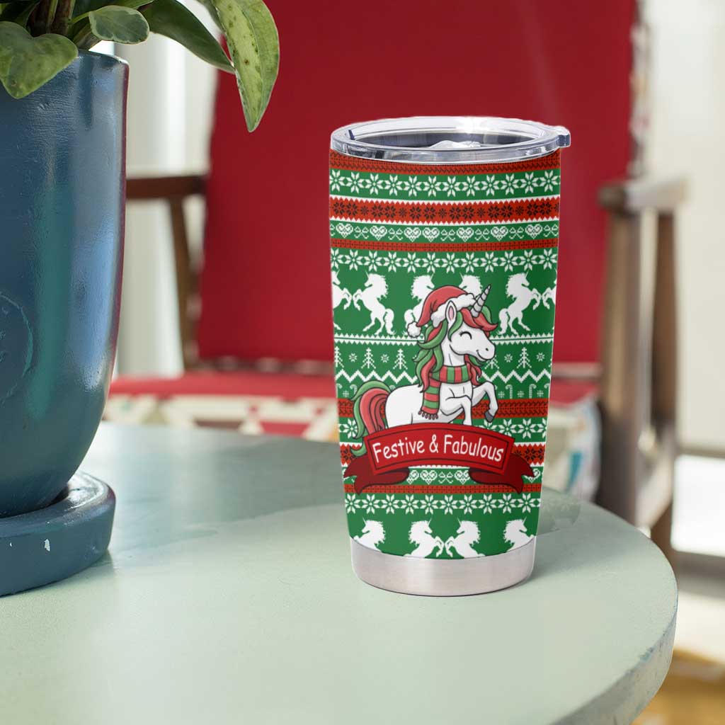 Unicorn Festive Fabulous Christmas Tumbler Cup Xmas Holiday Patterns - Wonder Print Shop