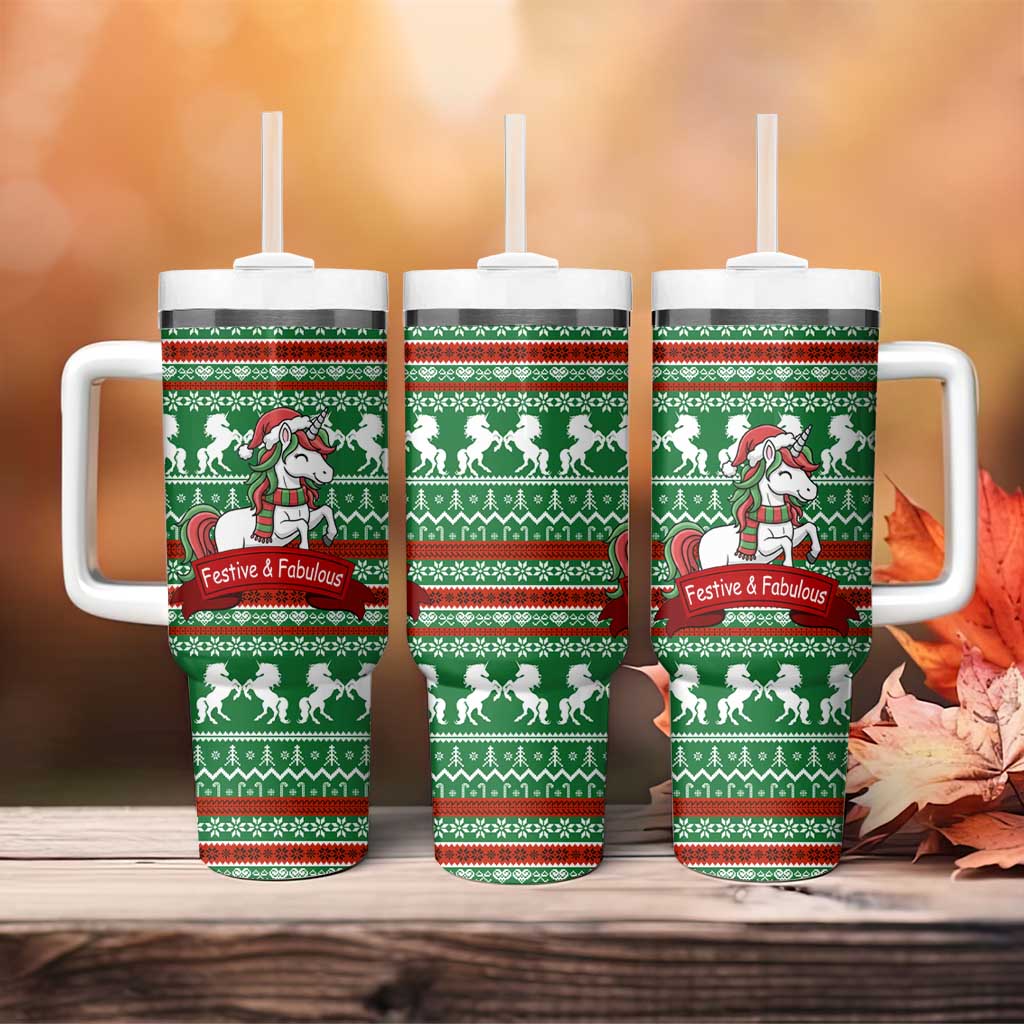 Unicorn Festive Fabulous Christmas Tumbler With Handle Xmas Holiday Patterns - Wonder Print Shop