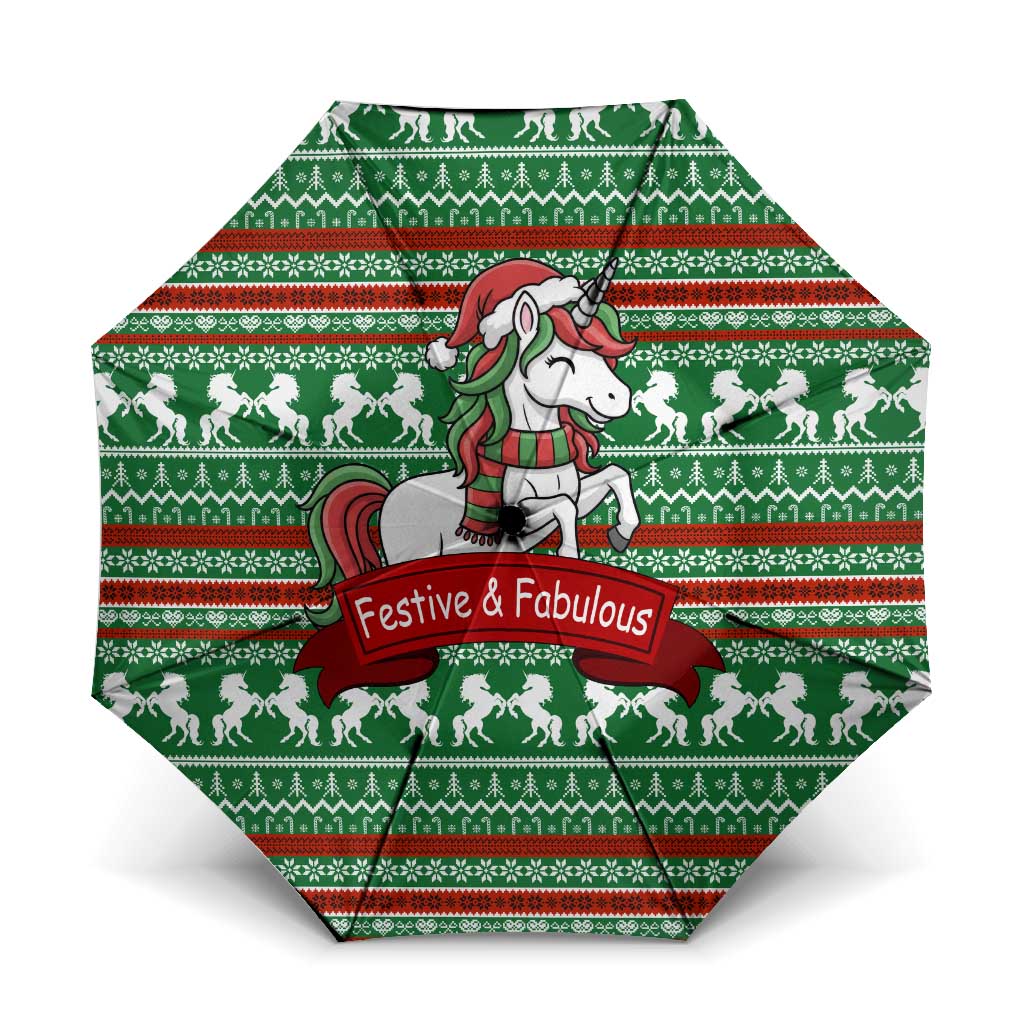 Unicorn Festive Fabulous Christmas Umbrella Xmas Holiday Patterns - Wonder Print Shop