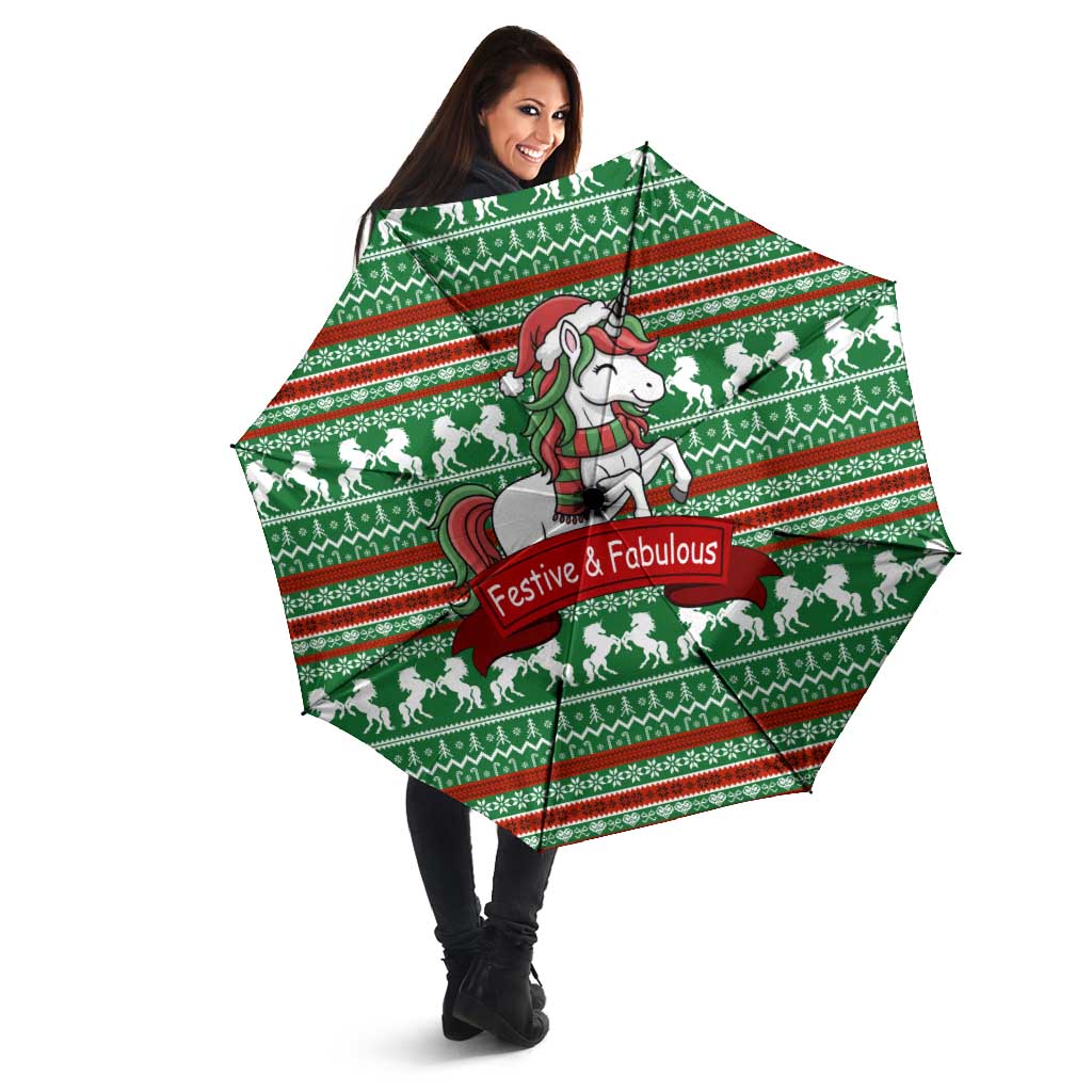 Unicorn Festive Fabulous Christmas Umbrella Xmas Holiday Patterns - Wonder Print Shop