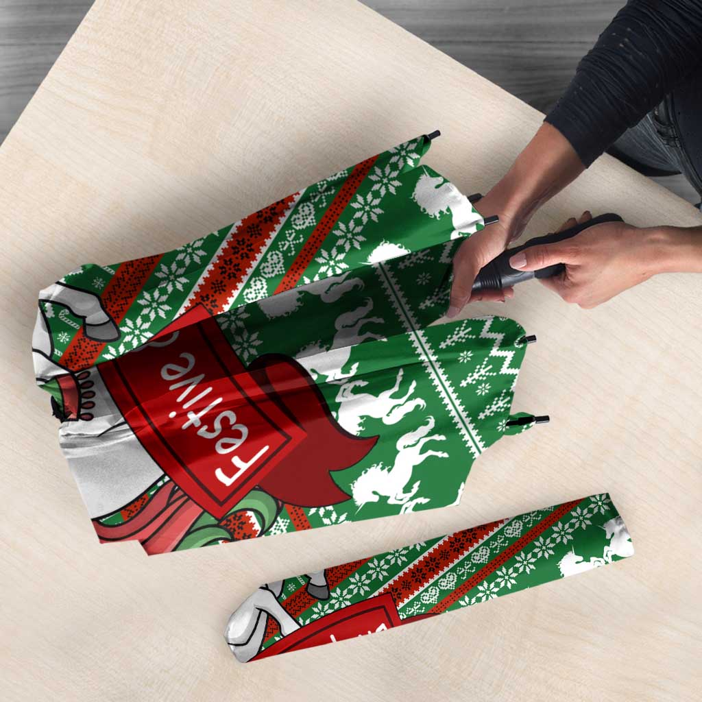 Unicorn Festive Fabulous Christmas Umbrella Xmas Holiday Patterns - Wonder Print Shop
