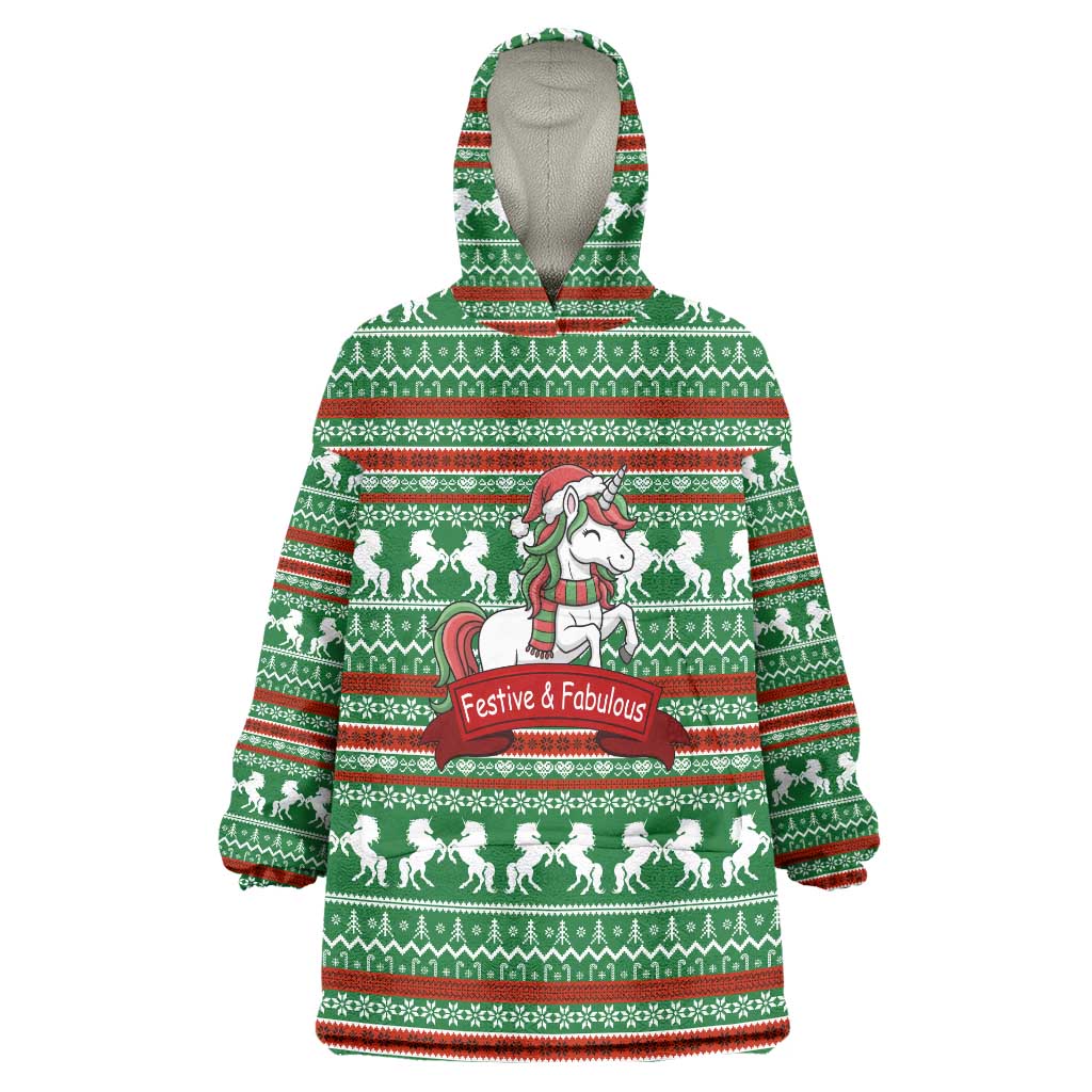 Unicorn Festive Fabulous Christmas Wearable Blanket Hoodie Xmas Holiday Patterns - Wonder Print Shop
