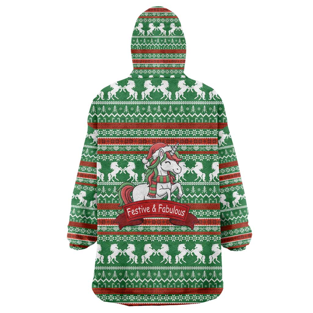 Unicorn Festive Fabulous Christmas Wearable Blanket Hoodie Xmas Holiday Patterns - Wonder Print Shop