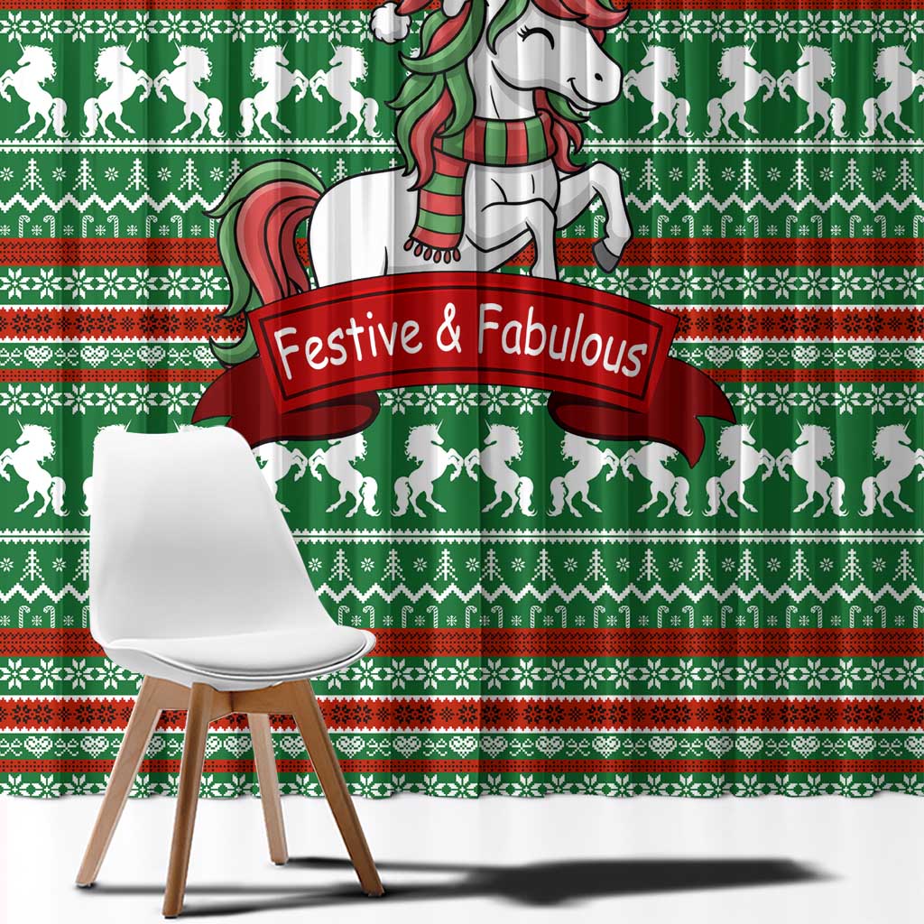 Unicorn Festive Fabulous Christmas Window Curtain Xmas Holiday Patterns - Wonder Print Shop