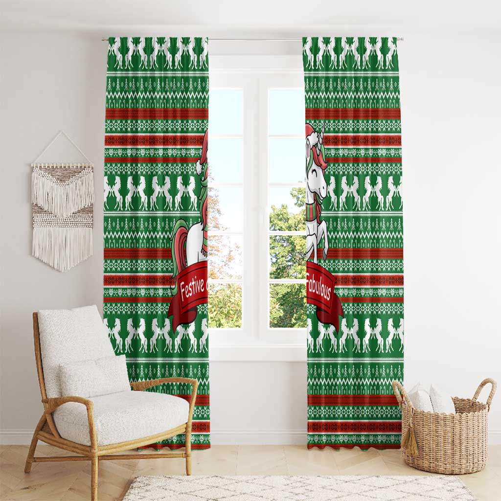 Unicorn Festive Fabulous Christmas Window Curtain Xmas Holiday Patterns - Wonder Print Shop