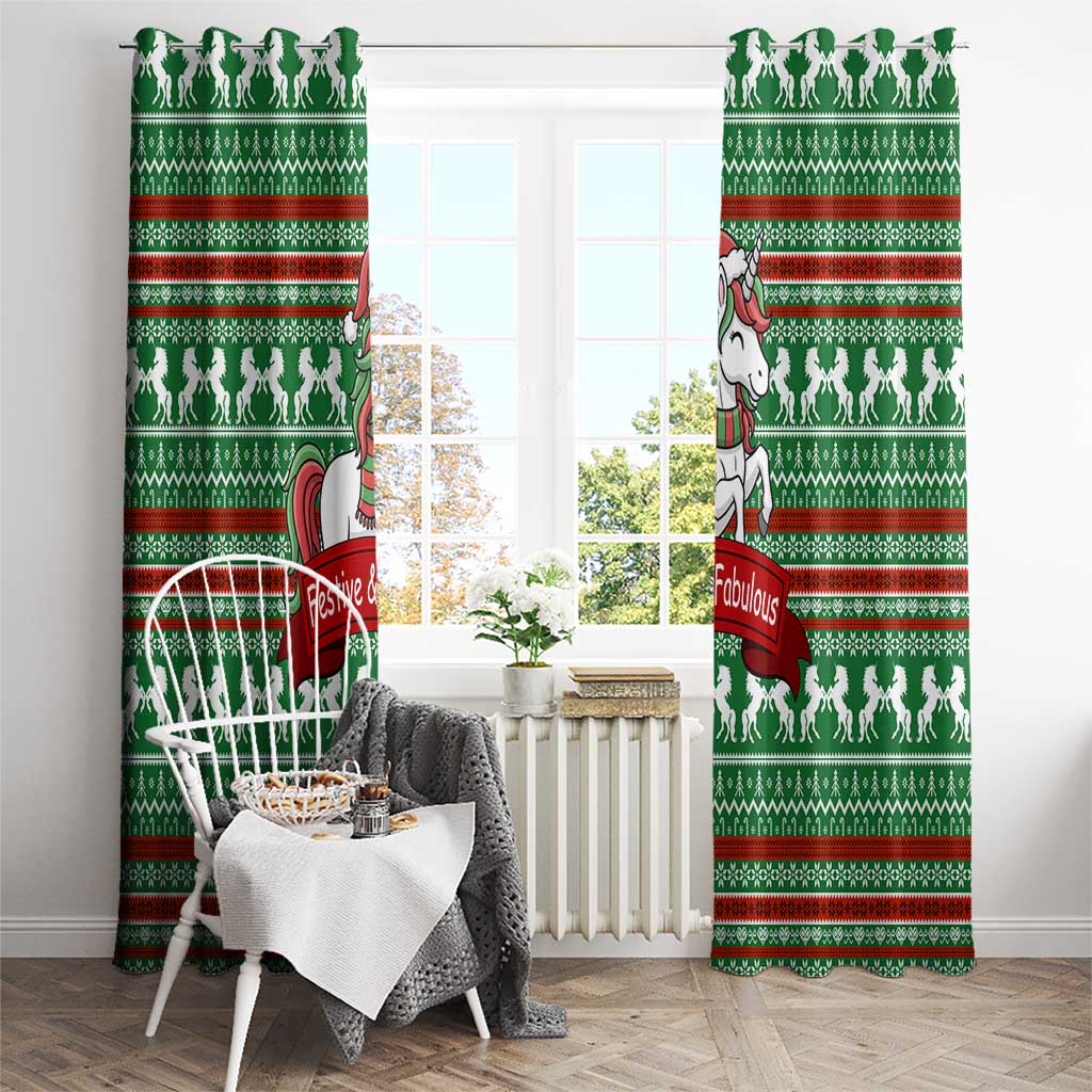 Unicorn Festive Fabulous Christmas Window Curtain Xmas Holiday Patterns - Wonder Print Shop