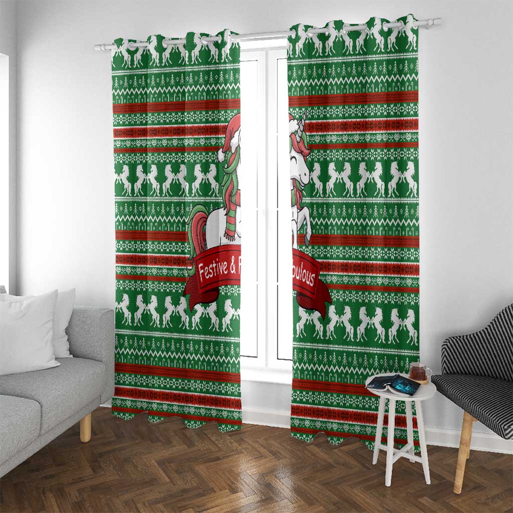 Unicorn Festive Fabulous Christmas Window Curtain Xmas Holiday Patterns - Wonder Print Shop
