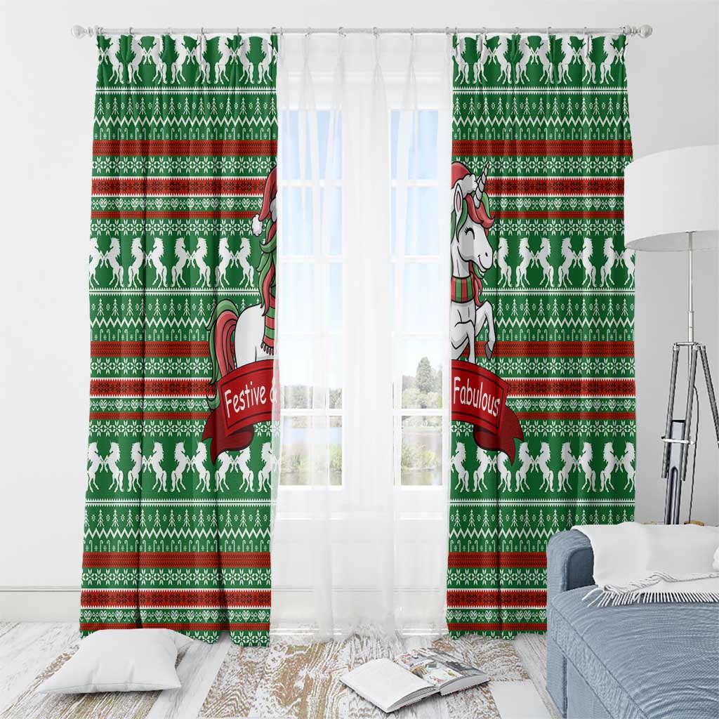 Unicorn Festive Fabulous Christmas Window Curtain Xmas Holiday Patterns - Wonder Print Shop
