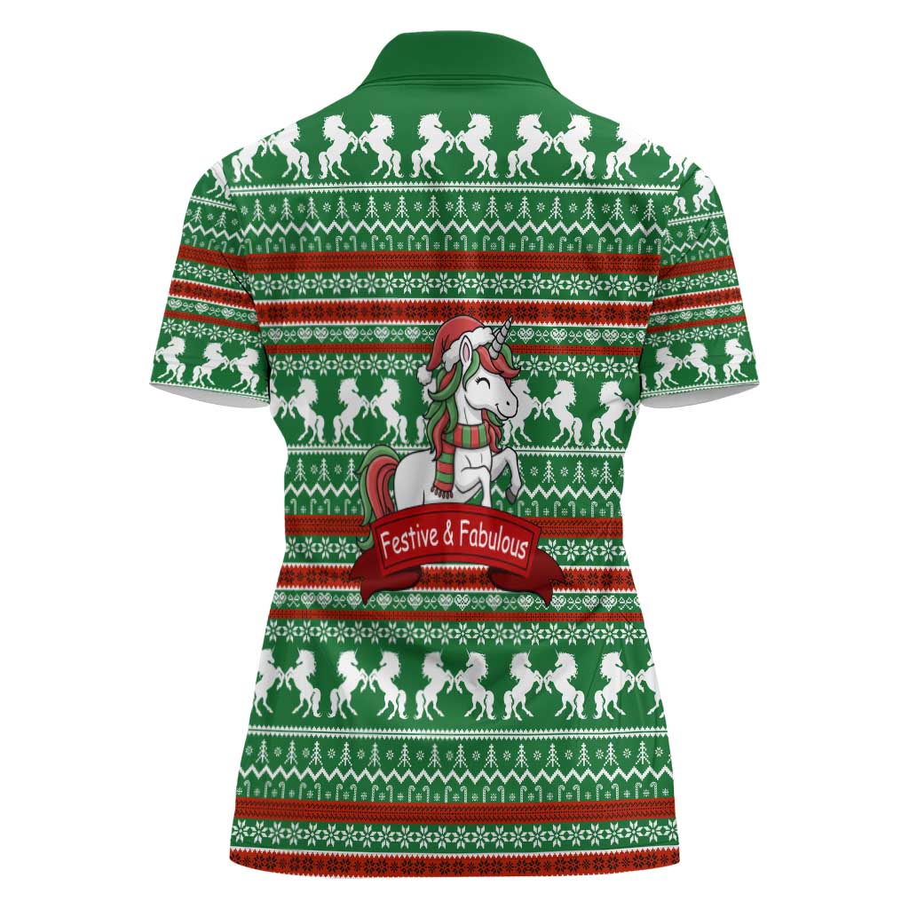 Unicorn Festive Fabulous Christmas Women Polo Shirt Xmas Holiday Patterns - Wonder Print Shop