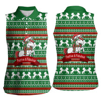 Unicorn Festive Fabulous Christmas Women Sleeveless Polo Shirt Xmas Holiday Patterns - Wonder Print Shop