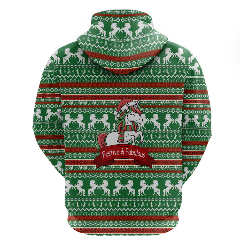 Unicorn Festive Fabulous Christmas Zip Hoodie Xmas Holiday Patterns - Wonder Print Shop