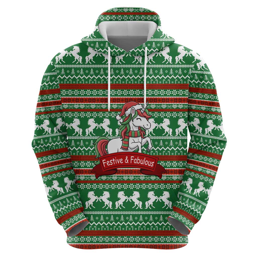 Unicorn Festive Fabulous Christmas Zip Hoodie Xmas Holiday Patterns - Wonder Print Shop