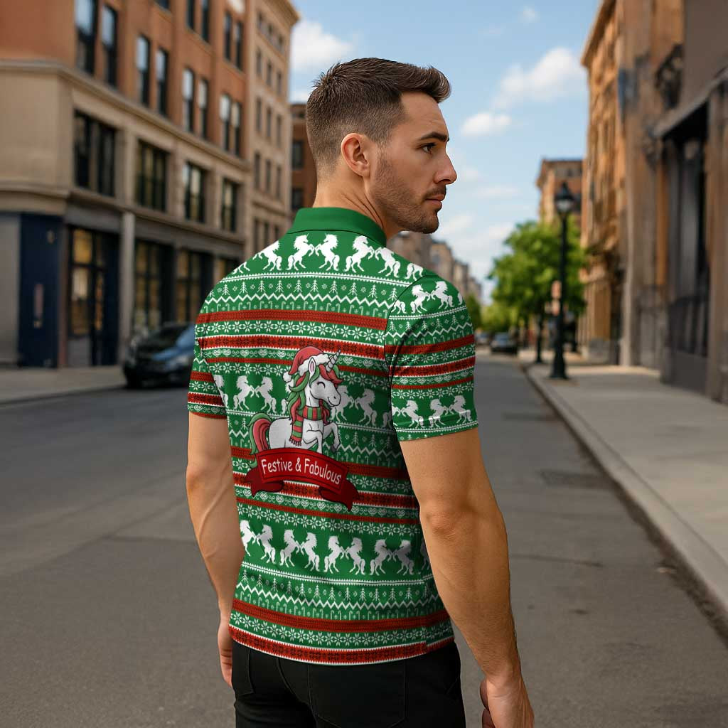Unicorn Festive Fabulous Christmas Zipper Polo Shirt Xmas Holiday Patterns - Wonder Print Shop